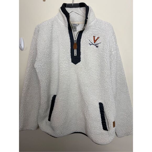 University of Virginia Cavaliers UVA Pressbox Medium 1/4 Zip Sherpa Teddy Sweate - Picture 1 of 4